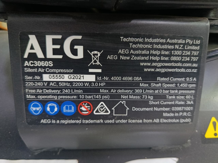 کمپرسور هوای سایلنت استوک AEG مدل AC3060S است
